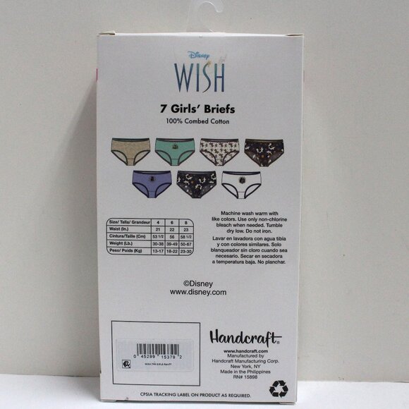 7 Pair Girls NWT 100% Combed Cotton Disney Wish Size 8 Briefs - Picture 2 of 7